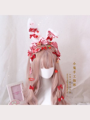 Strawberry Candy Rabbit Ears Kawaii Sweet Lolita KC (LG16)